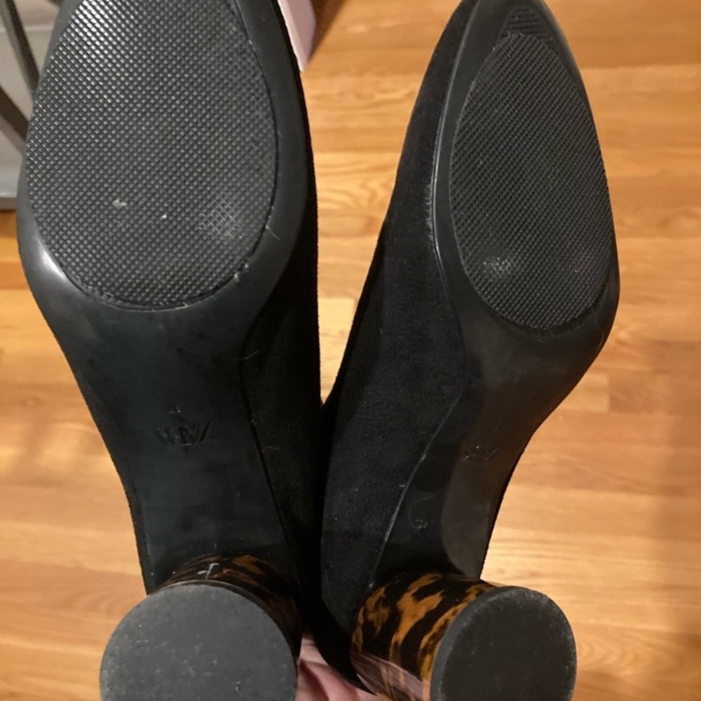 Zara Black Ankle Boots with Tortoiseshell Block Heel - Picture 4 of 5